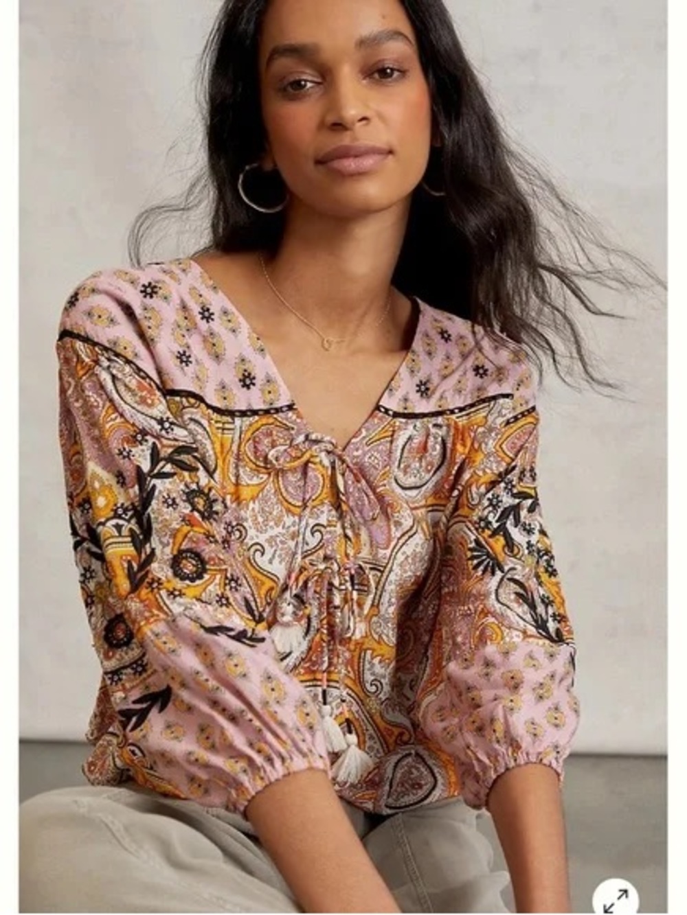 Anthropologie Paisley Women's Top - 100% Modal, Size S, Made in India